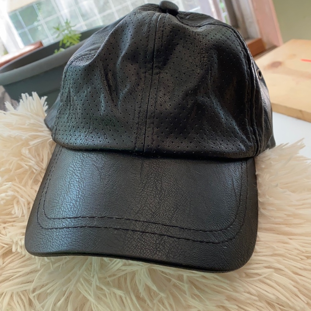 Vegan leather baseball cap